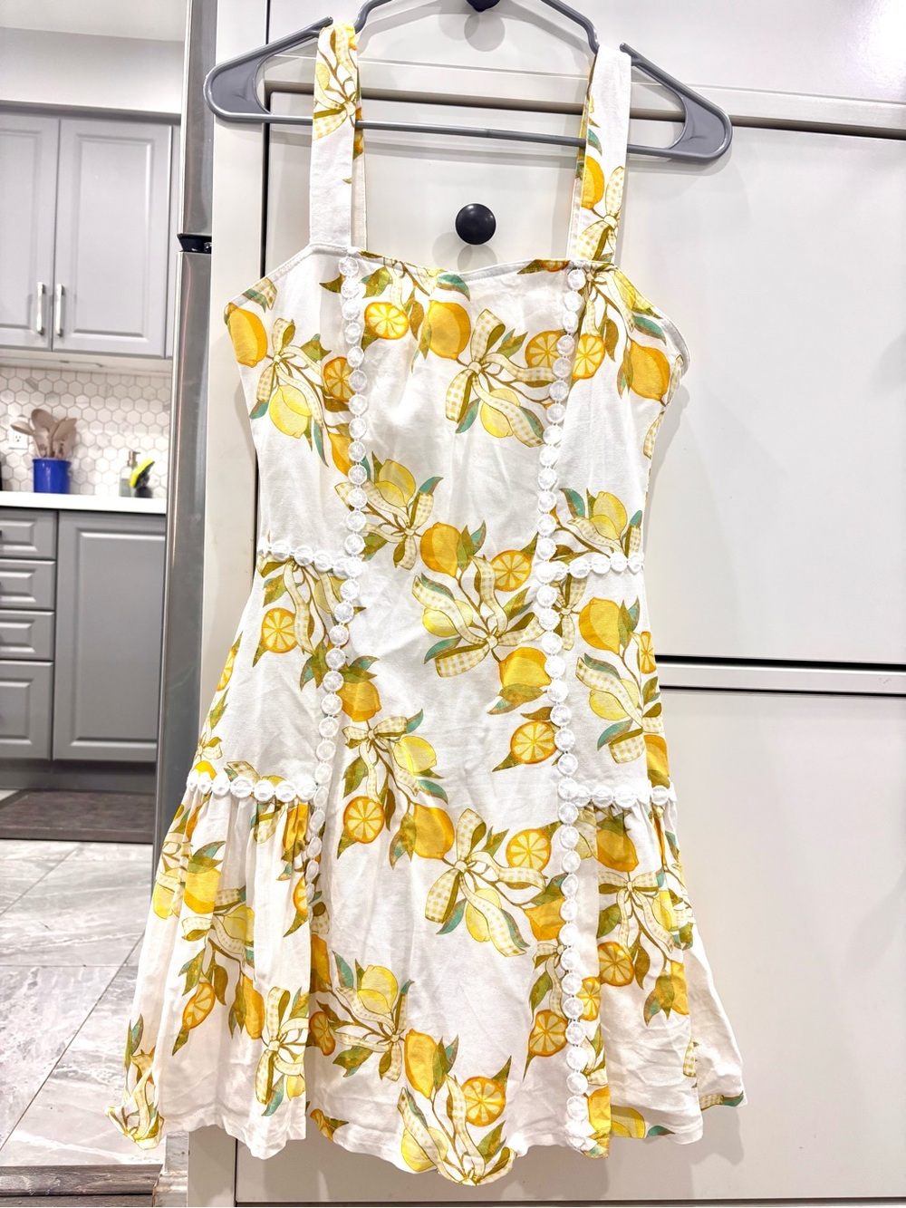 Avec les filles access Daily Kit Hoover White Lemon Print Mini Dress